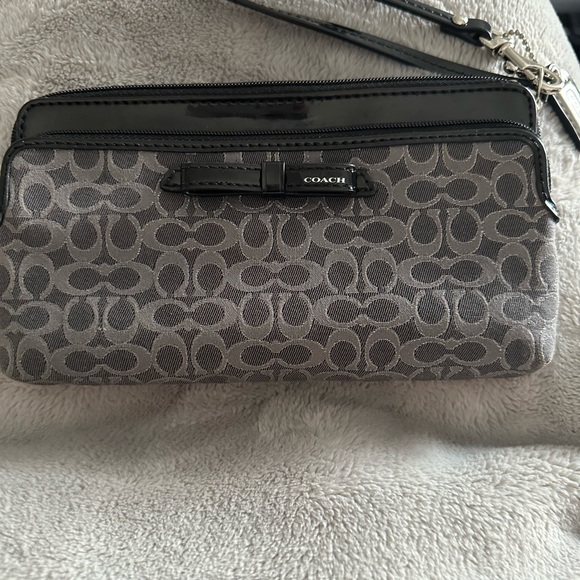 Coach Handbags - Coach Gray and Black Wristlet